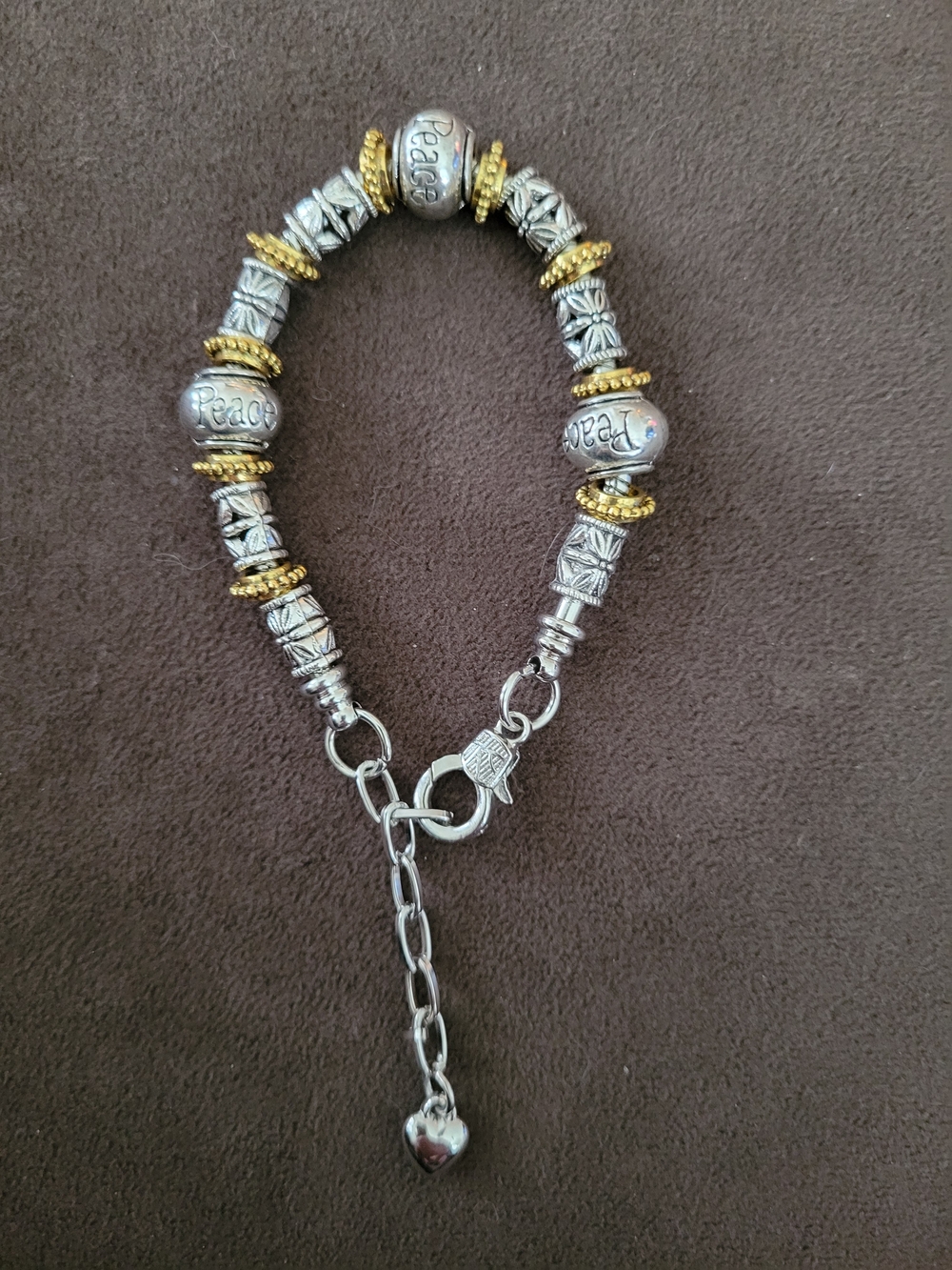Charm Bracelet Snake Chain Add A Bead Peace Please Tibetan Beaded Gift Idea!